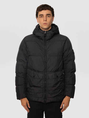 STONE ISLAND-Piumino con Cappuccio in Reps di Nylon Nero-TRYME Shop