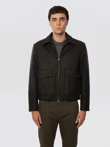BARENA VENEZIA-Bomber in Lana con Tasche Applicate Verde Militare-TRYME Shop