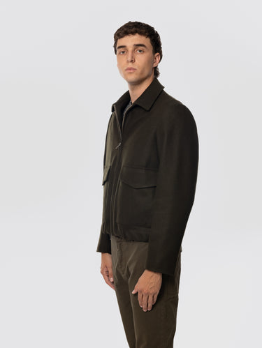 Bomber en laine avec poches appliquées Vert militaire