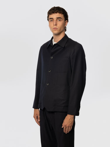 Surchemise en flanelle de laine vierge Bleu