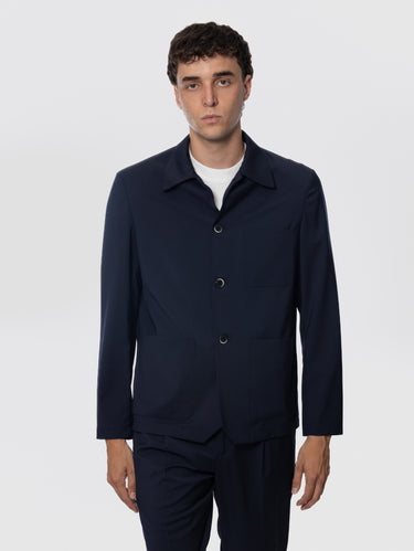 BARENA VENEZIA-Overshirt Visal in Fresco Lana Blu-TRYME Shop