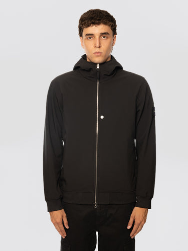 STONE ISLAND-Giacca con Cappuccio in Materiale Tecnico Nero-TRYME Shop