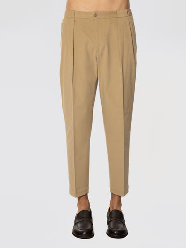 BRIGLIA 1949-Pantaloni in Cotone con Pinces Beige-TRYME Shop