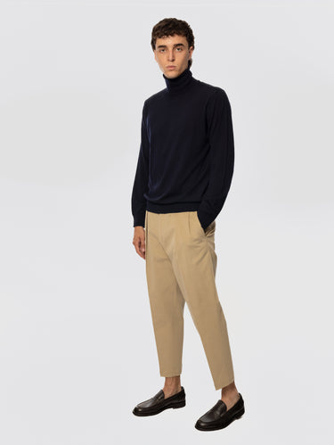 Cotton Pants with Pleats Beige