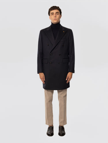 LATORRE-Cappotto Doppio Petto in Misto Lana e Cashmere Blu-TRYME Shop