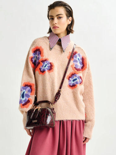 ESSENTIEL ANTWERP-Maglione Jacquard in Misto Mohair Beige-TRYME Shop