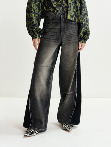 ESSENTIEL ANTWERP-Jeans con Pannelli Laterali a Contrasto Nero-TRYME Shop