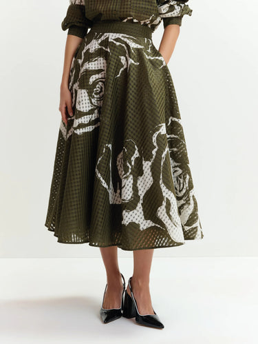 ESSENTIEL ANTWERP-Gonna Midi Plissettata Verde-TRYME Shop