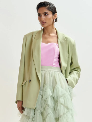 ESSENTIEL ANTWERP-Blazer Oversize Doppiopetto Verde-TRYME Shop