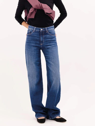 ICON DENIM-Jeans Vita Alta Elasticizzato Joia Blu-TRYME Shop
