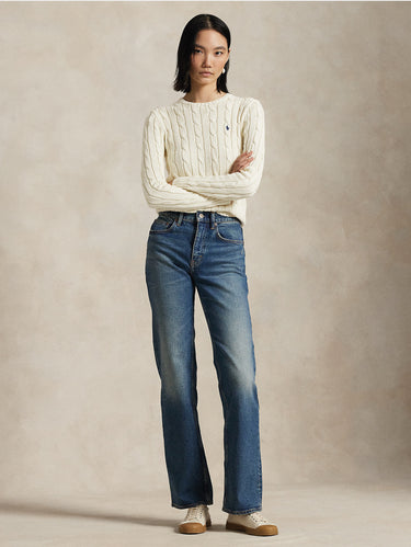 Cream Cashmere-Blend Cable-Knit Sweater