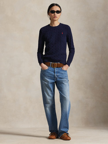 Navy Cashmere Blend Cable-Knit Sweater