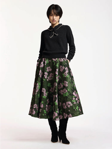 Maglione Misto Cashmere con Colletto e Perline Acciaio