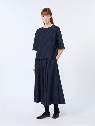Blusa in Jersey Gessato Blu Notte
