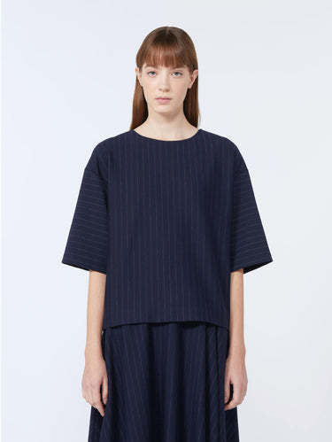 MAX MARA MM-Blusa in Jersey Gessato Blu Notte-TRYME Shop