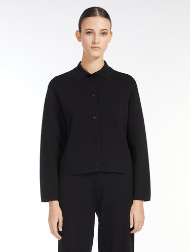 MAX MARA LEISURE-Giacca Boxy con Colletto a Camicia Kiota Nero-TRYME Shop