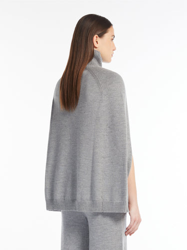 Wollen cape met hoge kraag Grijs