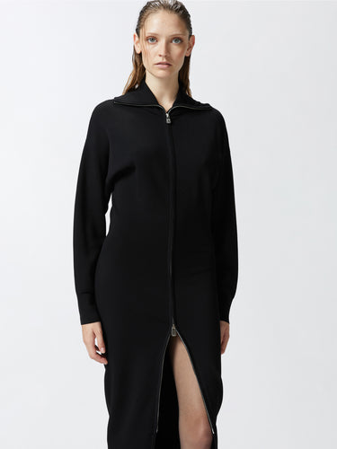 Longuette-Kleid aus Strick Schwarz