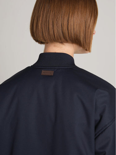 Blue Padded Water-Repellent Twill Bomber Jacket