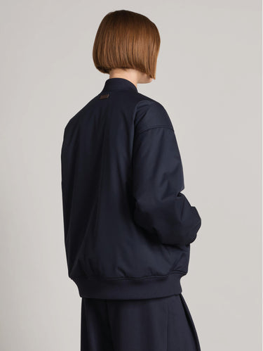 Blue Padded Water-Repellent Twill Bomber Jacket