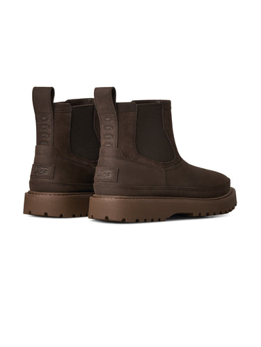 Wasserdichte braune Chelsea-Stiefeletten aus Leder und Wildleder