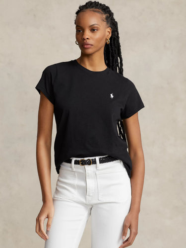 RALPH LAUREN-T-shirt Girocollo in Cotone Nero-TRYME Shop