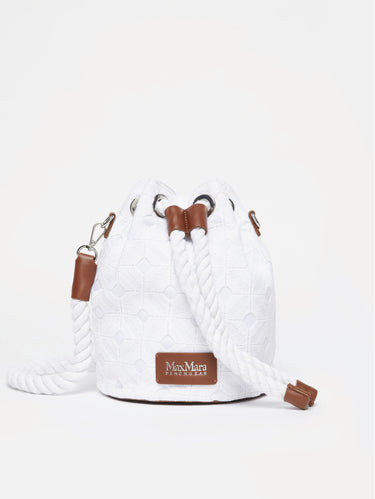 MAX MARA MM-Borsa a Secchiello in Macramè Bianco-TRYME Shop