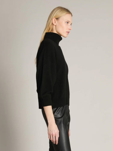 Maglia Collo Alto Cropped Testa Nero