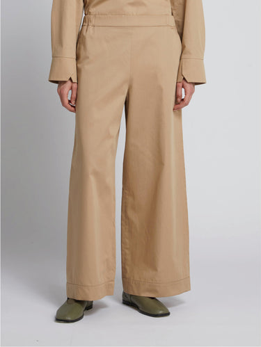 MAX MARA MM-Pantaloni in Raso di Cotone Beige-TRYME Shop