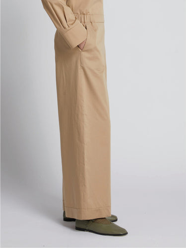 Beige Cotton Satin Pants
