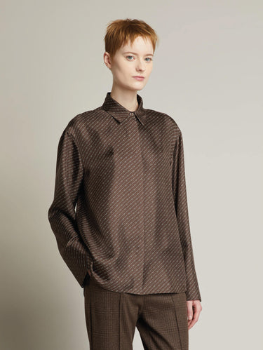 MAX MARA MM-Camicia in Seta con Stampa All Over Testa di Moro-TRYME Shop