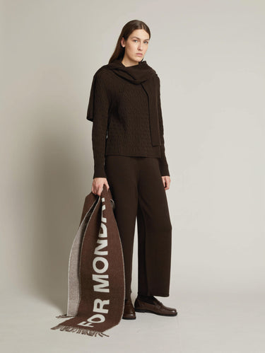 Maglia a Trecce in Lana Testa di Moro