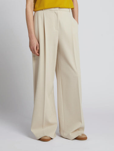 MAX MARA MM-Pantaloni in Jersey di Cotone Piquet Crepe Avorio-TRYME Shop