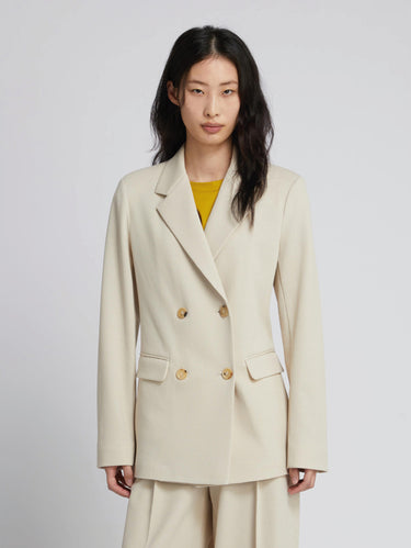 MAX MARA MM-Blazer Doppiopetto in Jersey di Cotone Piquet Avorio-TRYME Shop