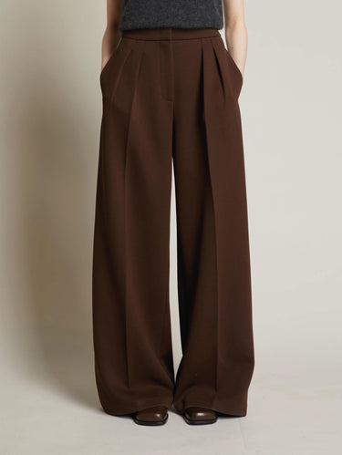 MAX MARA MM-Pantaloni Ampi con Doppia Pinces Testa Moro-TRYME Shop