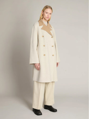 MAX MARA MM-Cappotto in Lana Doppiopetto e Maxi Martingala Beige-TRYME Shop