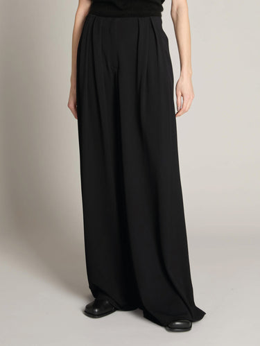 MAX MARA MM-Pantaloni in Jersey con Gamba Larga e Pieghe Nero-TRYME Shop