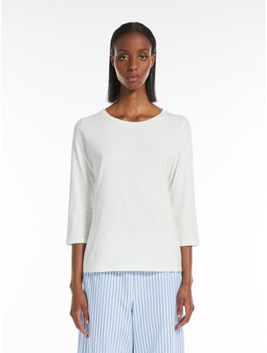 MAX MARA MM-T-shirt Girocollo con Manica Tre Quarti Moritz Bianco-TRYME Shop