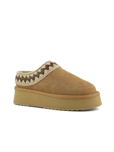 Mule in Montone Platform Clog Sabbia