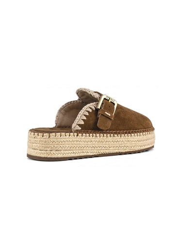 Sabot con Suola Platform e Suede Marrone