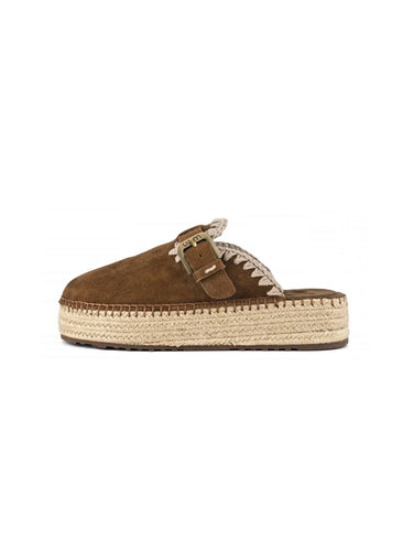 MOU-Sabot con Suola Platform e Suede Marrone-TRYME Shop