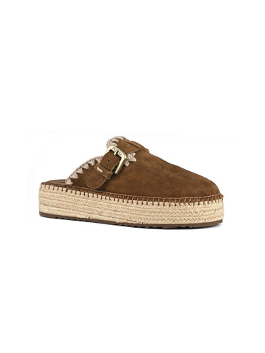 Sabot con Suola Platform e Suede Marrone