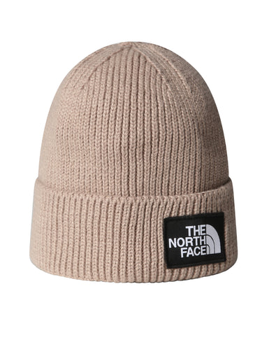 THE NORTH FACE-Berretto in Maglia con Logo Frontale Tortora-TRYME Shop