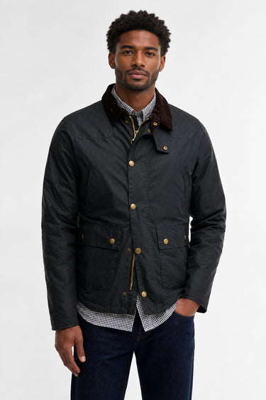 BARBOUR-Giacca in Cotone Cerato con Imbottitura Reelin Wax Salvia-TRYME Shop