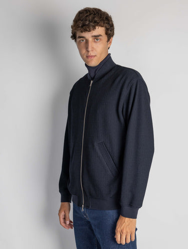 Bomber en maille tressée Tofolo bleu