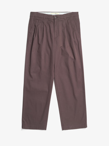 Twill Pants with Two Pleats Brown