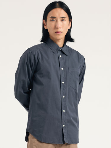 NORSE PROJECTS-Camicia in Twill di Cotone Tinta in Capo Grafite-TRYME Shop