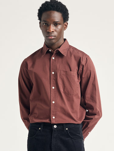 NORSE PROJECTS-Camicia in Twill di Cotone Tinta in Capo Mogano-TRYME Shop