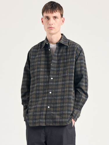 NORSE PROJECTS-Camicia a Quadri in Flanella Carbone-TRYME Shop