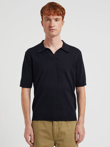 NORSE PROJECTS-Polo in Lino e Cotone Blu Notte-TRYME Shop